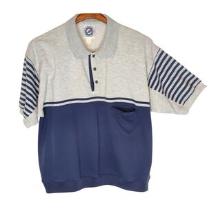 Striped Gray and Blue Polo Shirt